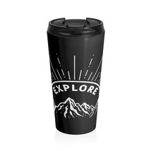 Stainless Steel Travel Mug, 15oz, Personalized with Mountain EXPLORATION Design, - £28.51 GBP