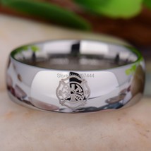 Free Shipping 8MM Comfort Fit Firefighter Fireman Silver Domed Men&#39;s Fashion Tun - £29.27 GBP