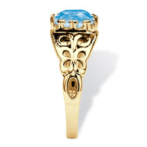 PalmBeach Jewelry Gold-Plated Silver Birthstone Ring-March-Aquamarine - £31.33 GBP