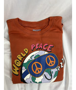 Old Navy Shirt World, Peace Sign Graphic Orange Tee Shirt Size Large - $244.89 MXN