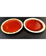 Vintage Set of 2 Hull Pottery USA Brown Drip 6 3/4&quot; Bread/Salad Plates - £38.91 GBP