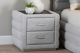 Cadencia Modern Light Gray Channel-Tufted Fabric 2-Drawer Nightstand - $3,378.78 MXN