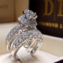 925 Silver Diamond 2 carat Ring for Women Wedding Anillos Gemstone Setting Jewel - £36.91 GBP