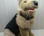 FAO Schwarz large plush German Shepherd dog sitting up 17&quot; brown black - $51.97