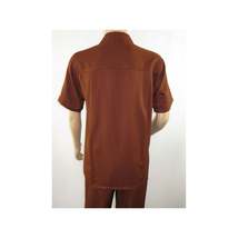 Men 2pc Walking Leisure Suit Short Sleeves By DREAMS 256-12 Solid Cognac image 4