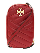Tory Burch Kira Chevron Quilted Leather Crossbody Bag N/S Phone Bag ~NWT~ Red - £233.40 GBP