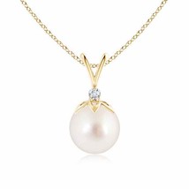 ANGARA South Sea Pearl V-Bale Pendant with Diamond in 14K Solid Gold - £697.11 GBP