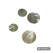 Natural Shell Buttons Set 4 Iridescent Mother of Pearl Set 4 Vintage Raw... - £7.76 GBP