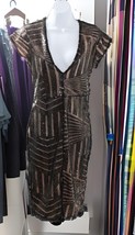 Unbranded Missy Women Plunge Neck Sequin Design Split Dress Size M Black - £12.42 GBP