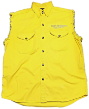 Bikers Edge Denim Vest Men&#39;s Size LARGE Yellow Sleeveless Vest Button Up  - $14.97