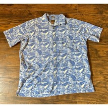 St. Johns Bay Mens Hawaiian Light Blue Floral Short Sleeve Shirt 2XL Tall - $23.36