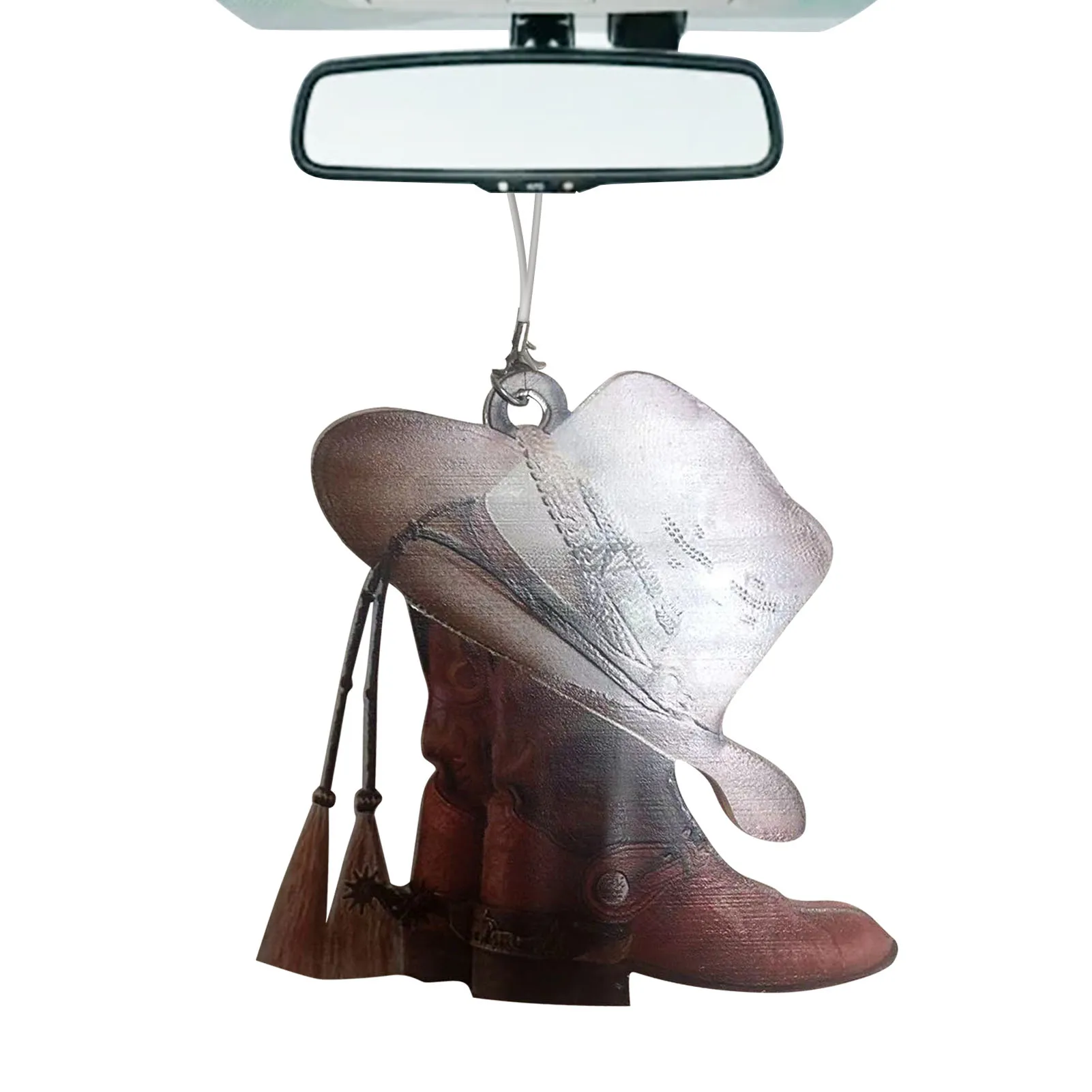 Mirror pendant ornament auto interior decoration cowboy boots and hats flat acrylic car thumb200