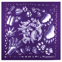Printed Image Animal Tracks Bandanna 22&quot; x 22&quot; PURPLE Camping Survival Outdoor - £8.80 GBP