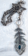 Lucky Brand Silver Tone Articulated Feather Pendant Necklace - £21.10 GBP