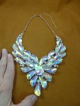 (vn-19) vintage AB crystal breastplate breastshield necklace costume jewelry 70s - £82.94 GBP