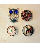 GINGER SNAPS Button Charm Lot Rhinestone Owl Butterfly Flower Musical G ... - $372.70 MXN