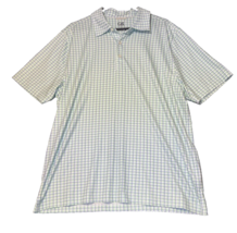 Cutter and Buck Polo Shirt Blue Green Plaid Mens Size Large CB Drytec 50... - $18.70