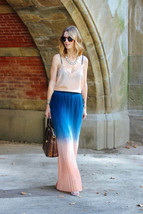 New Cynthia Rowley New York Blue &amp; Peach Ombre Pleated Skirt (Size Xs) - £23.88 GBP