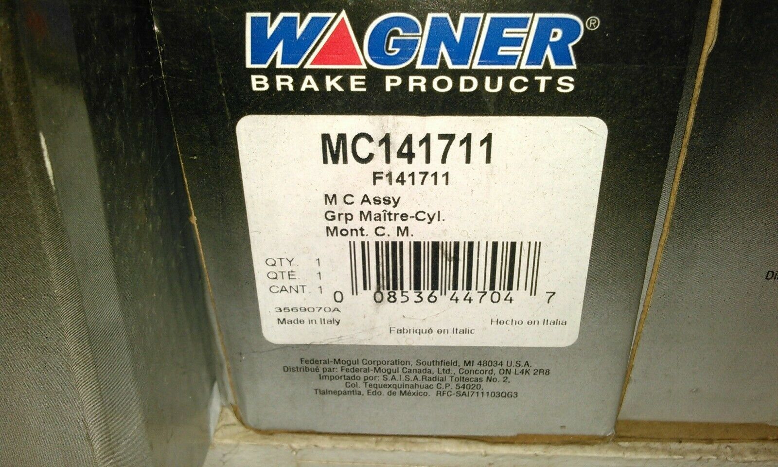 Primary image for WAGNER MC141711 BRAKE MASTER CYLINDER