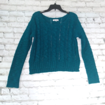 Aeropostale Womens Sweater Medium Blue Cable Knit Cropped Wool Blend Ope... - £17.46 GBP