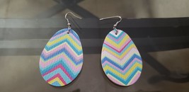 Faux Leather Dangle Earrings (New) Spring Chevron #301 - £4.40 GBP