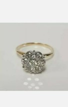 1.40Ct Round Cut Moissanite Flower Shape Engagement Ring 14K Yellow Gold Plated - £85.91 GBP