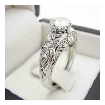 Engagement Ring 2.15Ct Round Cut Simulated Diamond Solid 14K White Gold Size 5 - £217.42 GBP