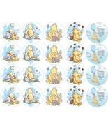 Sugar paper ( Classic Pooh in blue ) 20 images 1.81&quot;  round. - £9.01 GBP