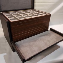 Bauletto With 14 Trays for Coins - Brown PU Leather And Interior IN Alcantara - £692.38 GBP