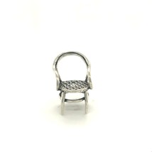 Vintage Signed 925 Sterling Detailed Braided Woven Armchair Miniature Display - $35.64