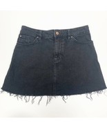 H&amp;M Divided Frayed Hem Denim Jean Mini Skirt Black Size 4 Distressed - $6.32