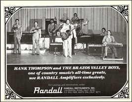 Hank Thompson and The Brazos Valley Boys 1976 Randall Guitar Amplifier amp ad - £3.23 GBP