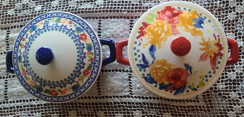 Two (2) Pioneer Woman ~ Floral Design ~ 6.25&quot; Ceramic Casserole Dishes w... - $26.18