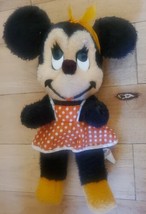 Vintage Minnie Mouse Walt Disney Orange Dress 1960s California Stuffed Toy Plush - £19.46 GBP