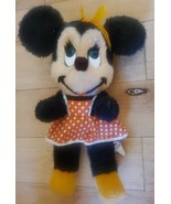 VINTAGE MINNIE MOUSE WALT DISNEY ORANGE DRESS 1960s CALIFORNIA STUFFED T... - $24.99