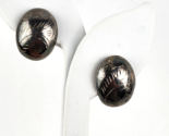Vintage 925 Sterling Silver etched Oval Earrings 1&quot; stud peirced  - $32.66