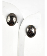 Vintage 925 Sterling Silver etched Oval Earrings 1&quot; stud peirced  - £25.54 GBP