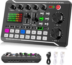 Facmogu F998 Live Sound Card Audio Mixer, Podcast Audio Interface with D... - $44.99