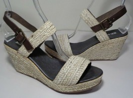 Sesto Meucci Size 11 M TRENZA Beige Leather Wedge Sandals New Women&#39;s Shoes - £193.84 GBP