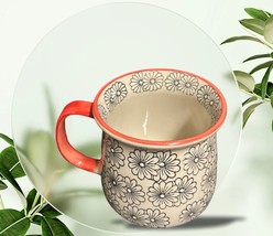 Yokohama Studio Mug Hand Painted Coffee Tea Cup Flowers Orange Trim &amp; Ha... - $23.76