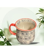 Yokohama Studio Mug Hand Painted Coffee Tea Cup Flowers Orange Trim &amp; Ha... - £18.69 GBP