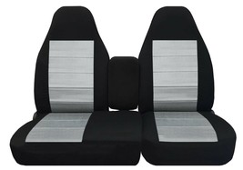 Fits Ford F150 Front 40-60 Seat Covers 1997-2003 Velvet Black Silver - $109.99