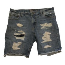 American Rag Cie Mens Denim Shorts Blue Distressed Frayed Hem Pockets 38  - £10.07 GBP