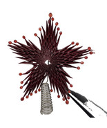 Christmas Tree Topper Star Burgundy Folded Paper Red Beads 10&quot; Vintage - £8.02 GBP