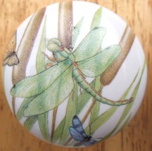 Cabinet Knobs  DragonFly in Reeds cat tails #2 insect - £3.50 GBP