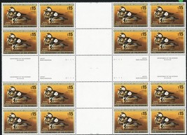 RW72, MNH $15 Duck Cross Gutter Block of 16 Stamps From Press Sheet Stua... - $750.00