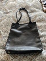 LONGCHAMP Medium Black Smooth Leather Shoulder Bag Tote 11” X 11” - £177.64 GBP