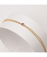 14K Solid Gold Personalized Birthstone Bracelet-Solitaire Bracelet for W... - $230.00