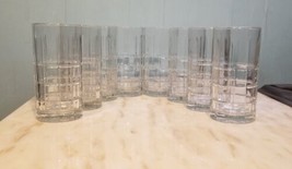 8x Anchor Hocking Drinking Glasses 14 Oz Tumblers 6” Tartan Plaid Clear - £30.08 GBP