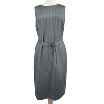 Due per Due dress sz 12 gray sleeveless belted casual business striped w... - £13.29 GBP